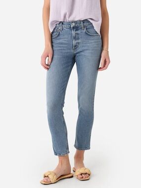 AGOLDE Willow Mid Rise Slim Crop Jeans Torch Wash Raw Hem Size‎ 26